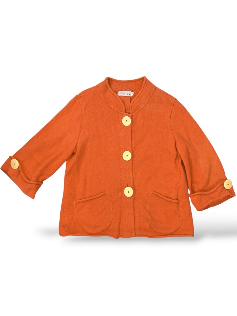 Willow Cardigan Jacket 100% Cotton 3/4 Sleeve  Orange Womens Large